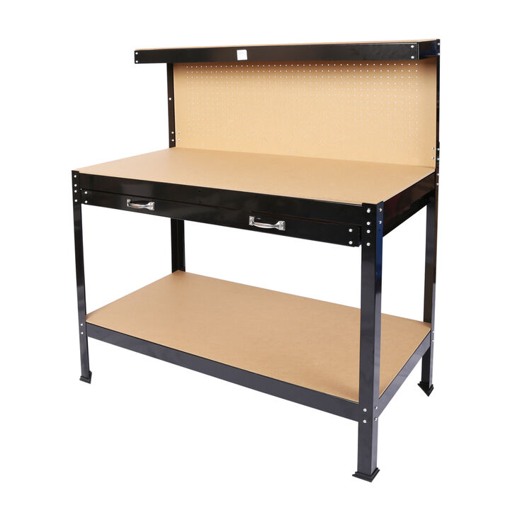 Steel Workbench Tool Storage Work Bench Workshop Tools Table with Drawer And Peg Board