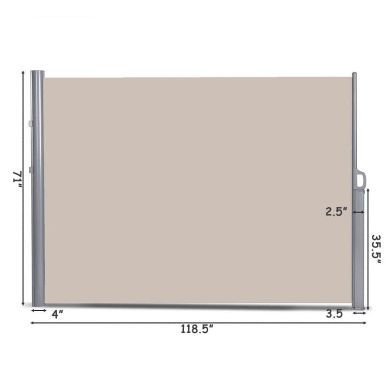 Hivvago 118.5 x 71 Inch Patio Retractable Folding Side Awning Screen