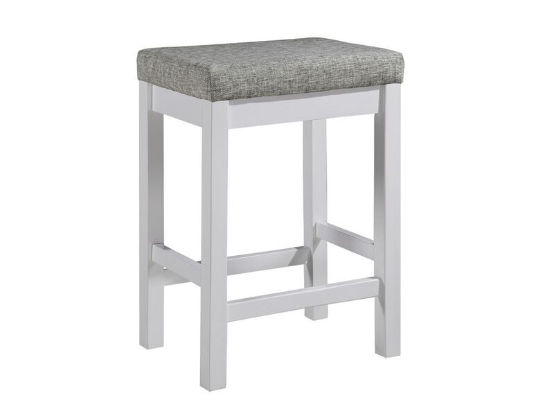 1 Drawer Counter Height Table with Backless Stools,Set of 4,White and Gray - Benzara
