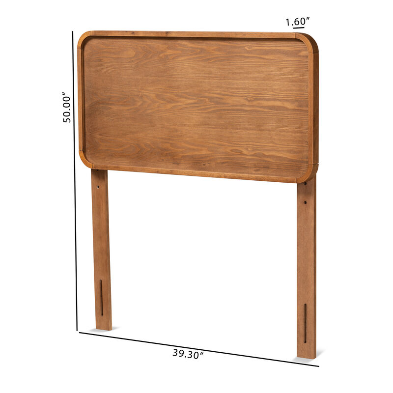 Baxton Studio Mailene Mid Century Modern Walnut Brown Finished Wood Twin Size Headboard