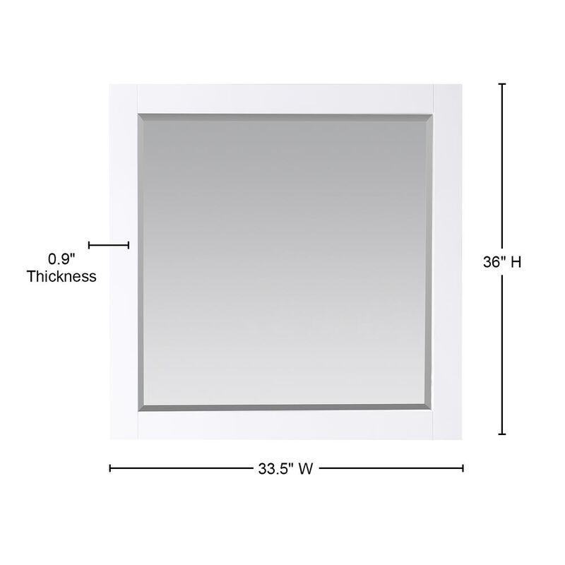 Altair 34 Rectangular Bathroom Wood Framed Wall Mirror in White