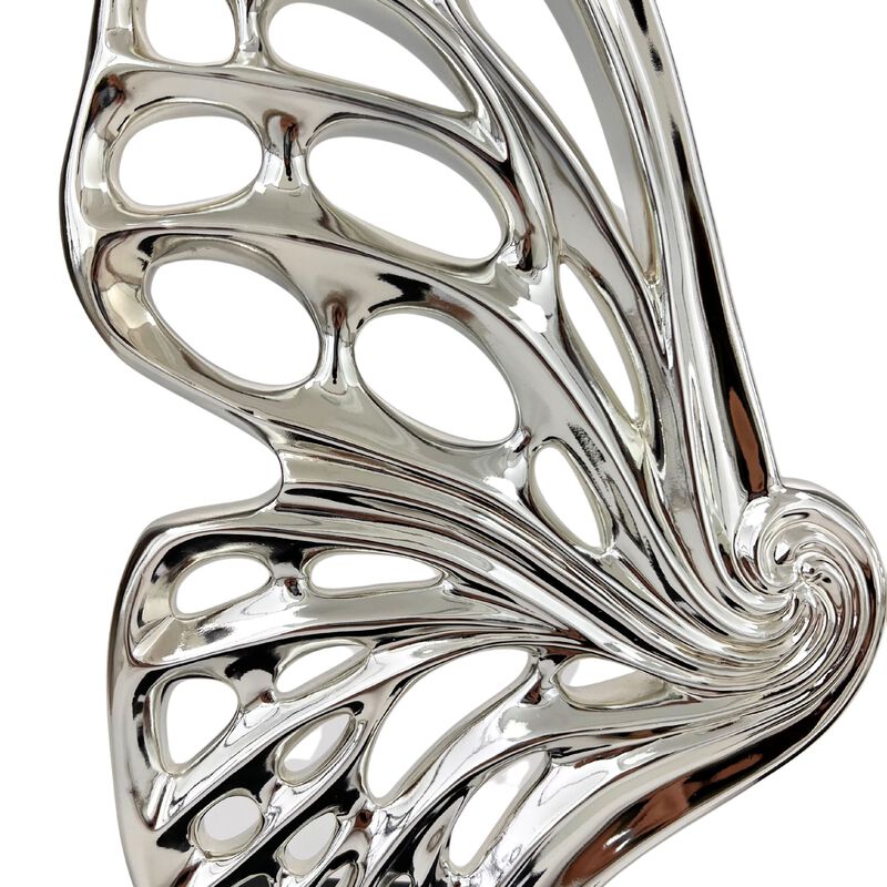 Butterfly Wings Sculpture Chrome Resin Handmade