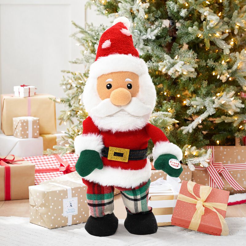 LuxenHome Animated Singing 16" Tall Santa Holiday Decoration, Battery Operated