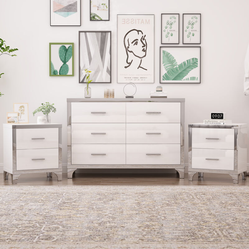 Merax 1 Dresser and 2 Nightstands Bedroom Set