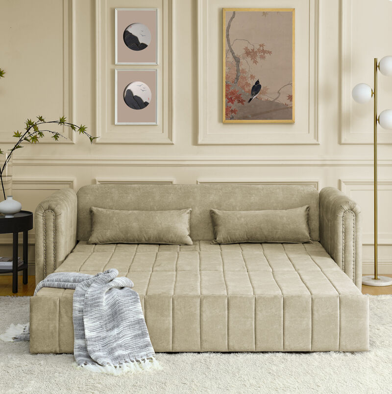 Merax Convertible Futon 3 Seats Sofa Bed with Two Drawers