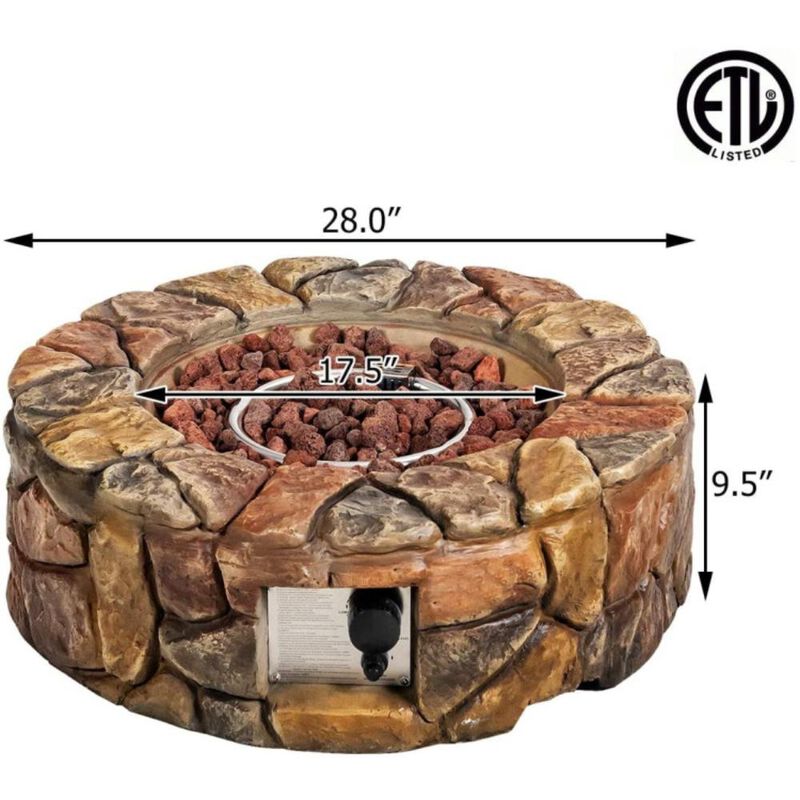 Hivvago 28 Inch Propane Gas Fire Pit with Lava Rocks and Protective Cover