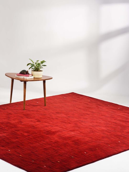 RUGSOTIC CARPETS HAND KNOTTED LOOM WOOL ECO-FRIENDLY AREA RUGS  - 6'x9', Rectangle, Red Color, Contemporary Modern Design, High Pile Thick Handmade Anti Skid Rugs for Living Room (L00102)