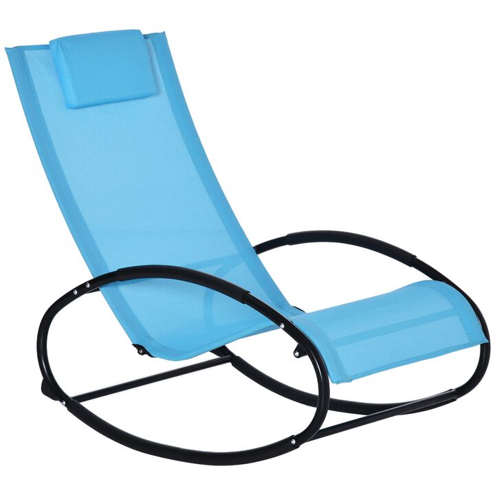 Light Blue Poolside Seat: Rocking Chaise Lounger with Headrest