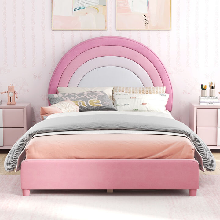 Height-Adjustable Headboard Bed Frame with Sturdy Wooden Slats, Modern Platform Design for Comfort and Support