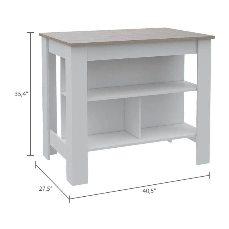 Streamdale Newton 8-Shelf Kitchen Set with Pantry Cabinet (White/Light Gray)