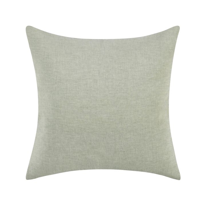 Savi Square Euro Pillow Sham, Sage Linen, Cotton, Cashmere, 26 Inch - Benzara