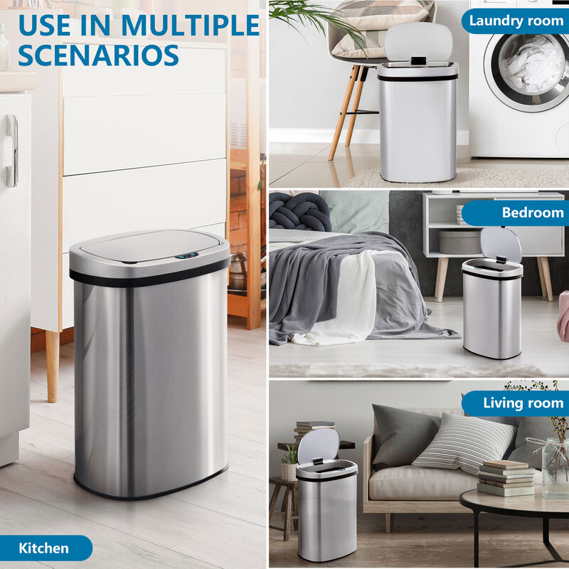 13 Gallon Stainless Steel Oval Trash Can