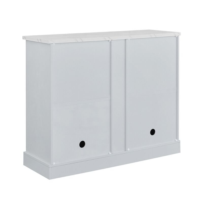 FESTIVO Sleek 47" Buffet Bar Cabinet with Marble-Like Top