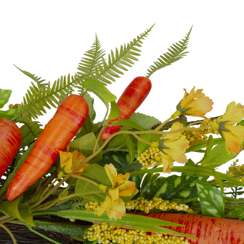 Carrot and Berry Foliage Easter Floral Spring Wreath  Orange and Yellow 22"