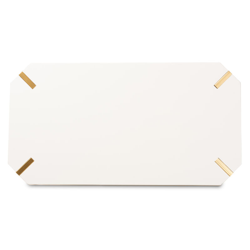 Baxton Studio Kassa Brushed Gold Metal And White Finished Wood Coffee Table