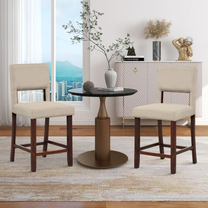 Hivvago 2 Piece Bar Chair Set with Hollowed Back and Rubber Wood Legs