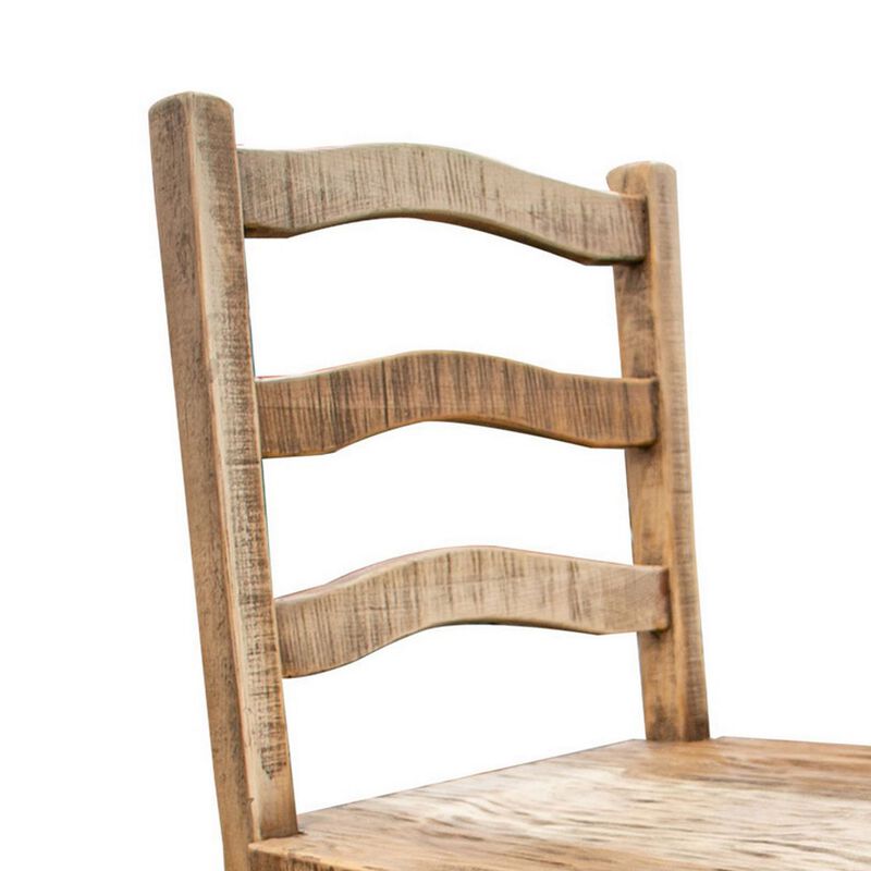 Chris 20 Inch Dining Chair, Set of 2, Curved Pine Wood, Arched Backrest-Benzara