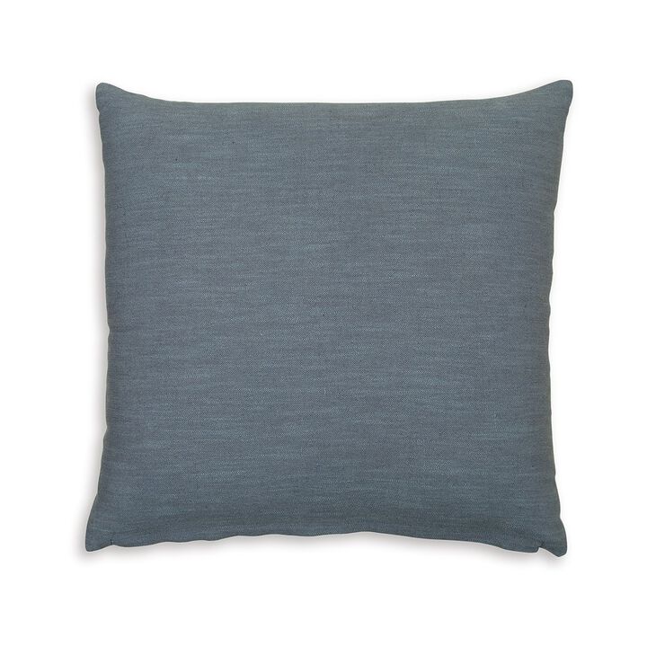 Ina 22 Inch Accent Throw Pillow Set of 4, Square, Classic Blue Cotton Linen -