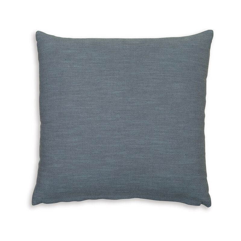 Ina 22 Inch Accent Throw Pillow Set of 4, Square, Classic Blue Cotton Linen -