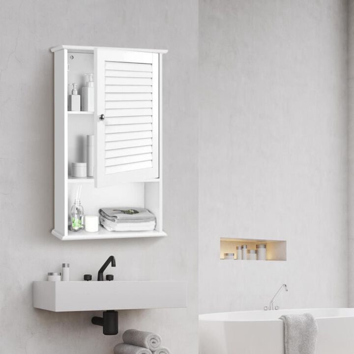 Hivvago Bathroom Wall Mount Storage Cabinet Single Door with Height Adjustable Shelf