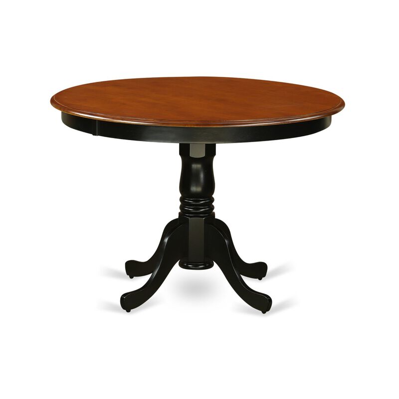 East West Furniture 5  Pc  set  with  a  Round  Kitchen  Table  and  4  Leather  Dinette  Chairs  in  Linen  White