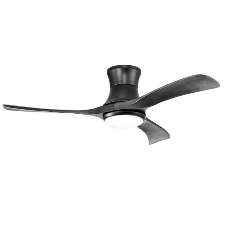 Hivvago 52 Inch Flush Mount Ceiling Fan with LED Light-Black