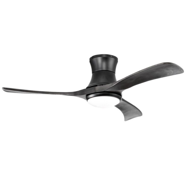 Hivvago 52 Inch Flush Mount Ceiling Fan with LED Light-Black