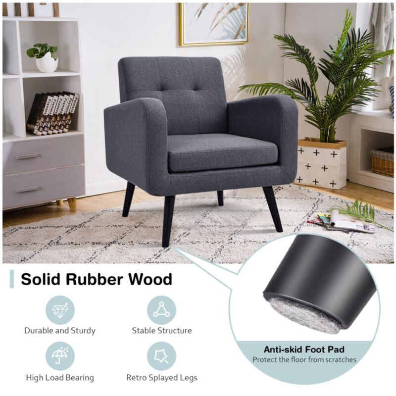 Hivvago Modern Upholstered Comfy Accent Chair Single Sofa with Rubber Wood Legs