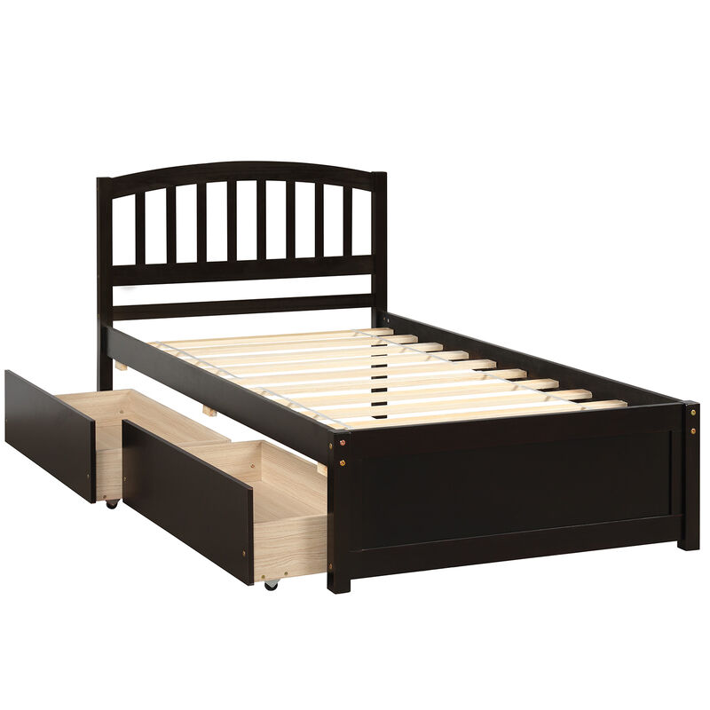 Merax Wood Bed Frame with Two Drawers