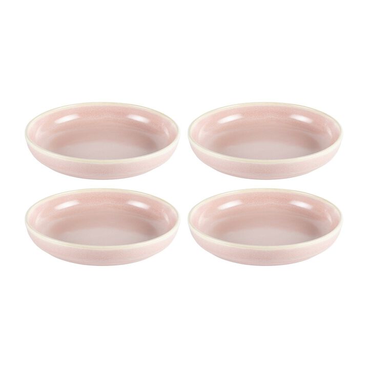 Pink Pott dia.9" h:1.75" 36 oz. Round Pink Porcelain Bowl (Set of 4)