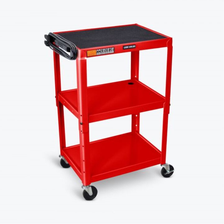 Luxor Red 42" Adj Height Cart w/ Cabinet