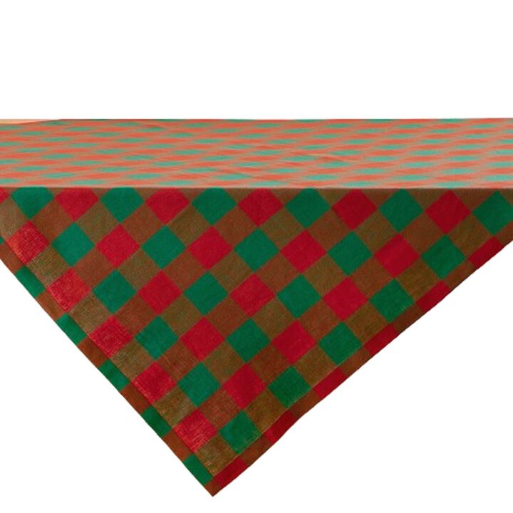 Solino Home 100% Pure Linen Table Throw 52 x 52 Inch | Buffalo Check