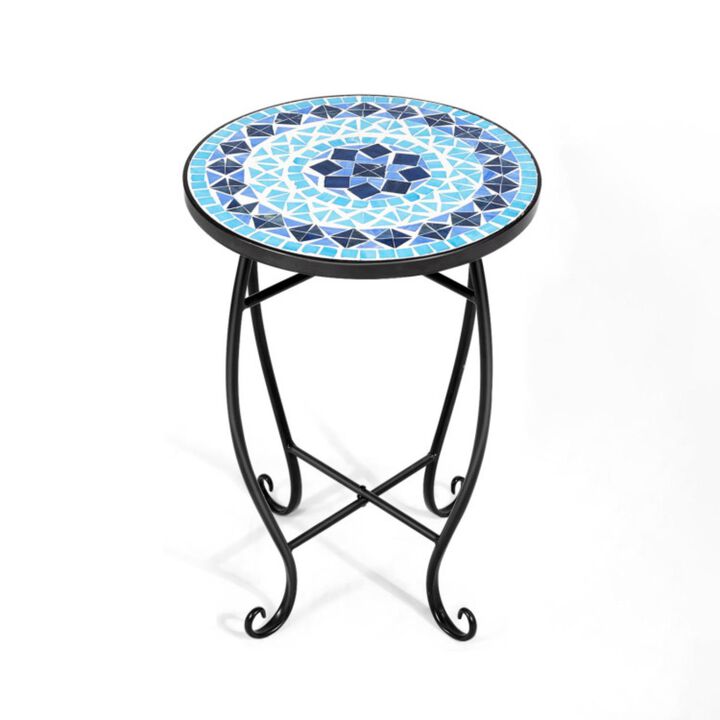 Hivvago Folding Mosaic Side Table for Living Room