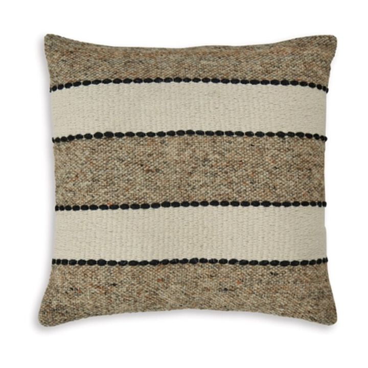 Fordy 20 Inch Decorative Throw Pillow Set of 4, Woven Stripes, Ivory, Tan -