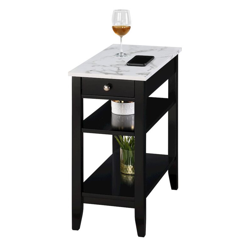 Convenience Concepts American Heritage 1 Drawer Chairside End Table with Shelves