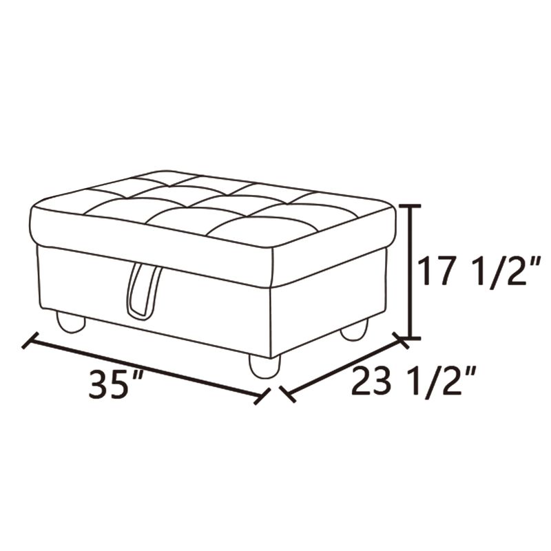 34 in. W Silver Faux Leather Rectangle Ottoman with Storage