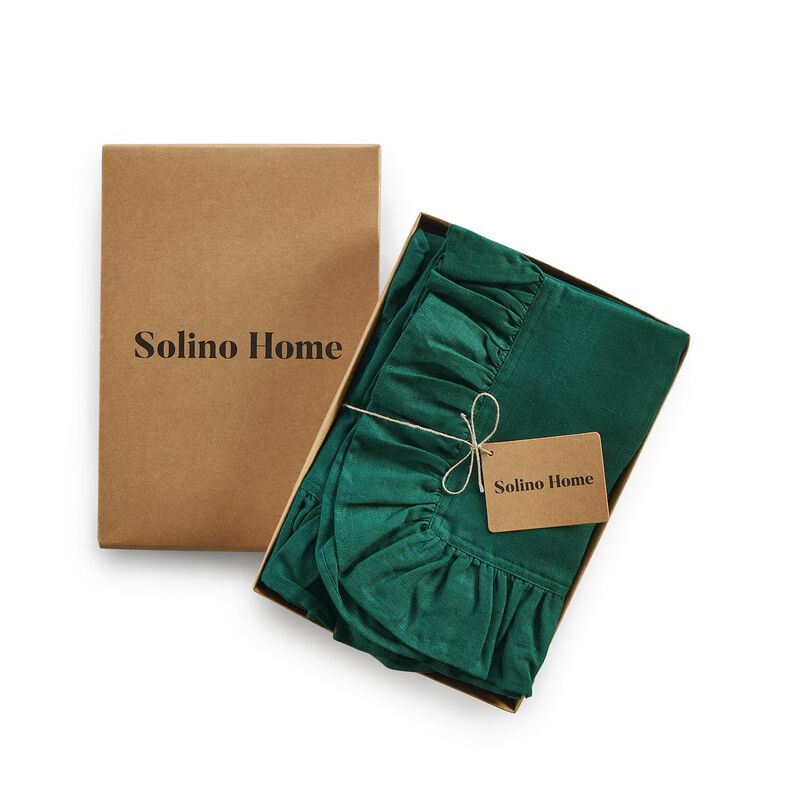 Solino Home 100% Pure Linen Cloth Napkins 20 x 20 Inch Set of 4 | Gabrielle Ruffle Dinner Napkins