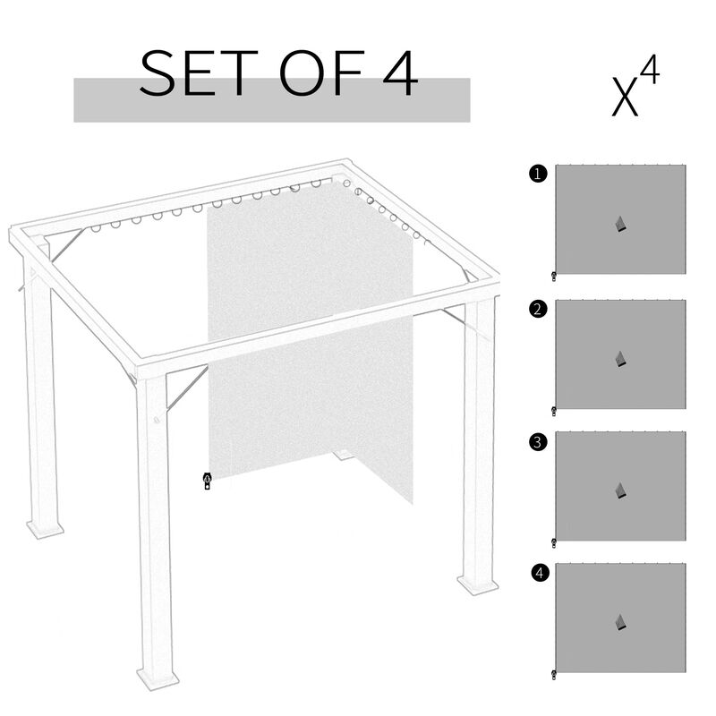 Light Gray Gazebo Accessory: 10'x10' Universal Sidewall Set with Hooks
