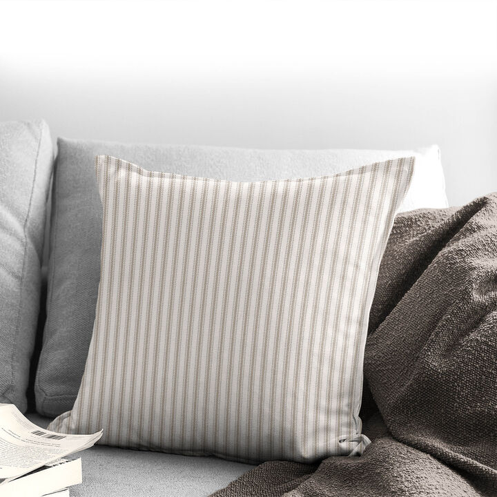 6ix Tailors Fine Linens Cruz Ticking Stripes Taupe/Ivory Decorative Throw Pillows
