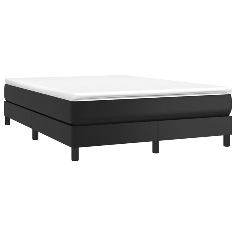 vidaXL Box Spring Bed Frame Black 53.9"x74.8" Full Faux Leather