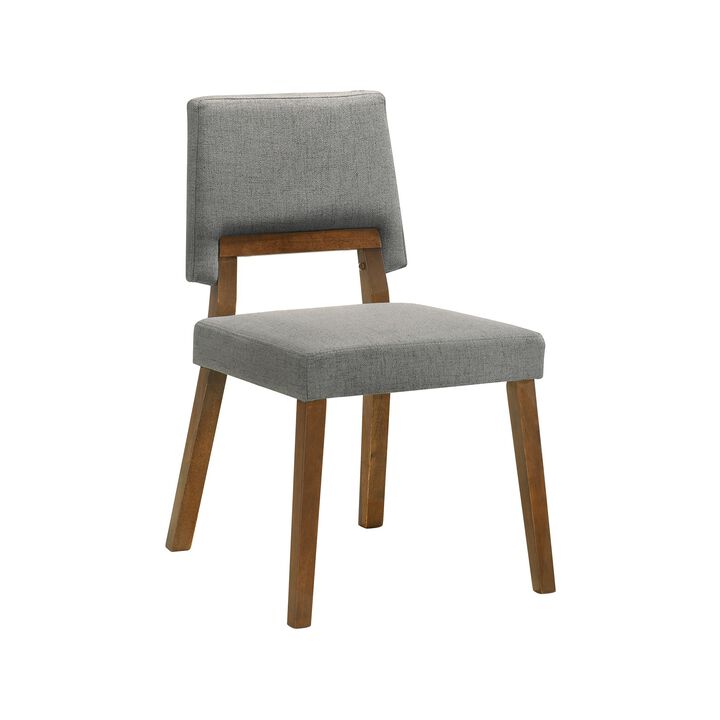 Yumi 5 Piece Dining Table Set, 4 Chairs, Charcoal Gray Fabric, Wood Brown - Benzara