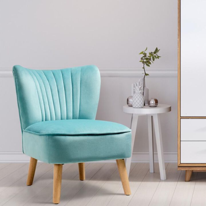 Hivvago Modern Armless Velvet Accent Chair with Wood Legs