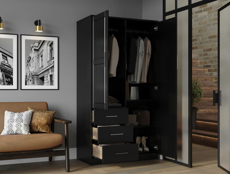 100% Solid Wood Metro 2-Door Wardrobe