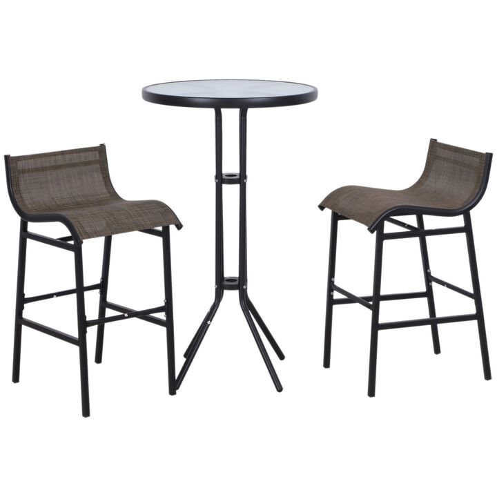 Elevated Outdoor Dining: 3-Piece Black/Tan High-Top Bistro Set