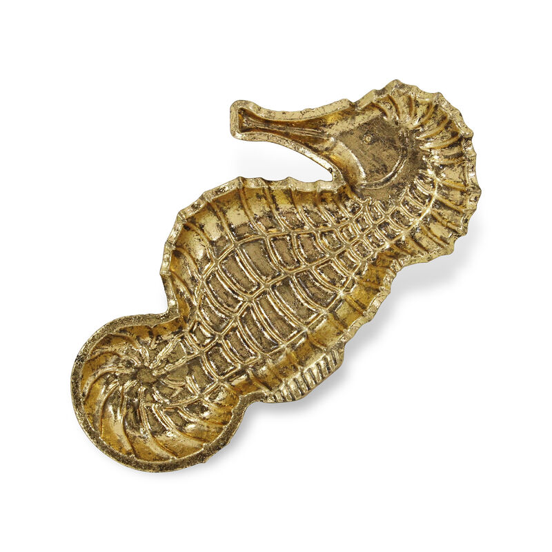 10.25" Ceili Golden Cast Iron Sea Horse Tray