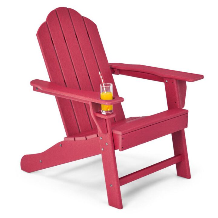 Hivvago Outdoor Adirondack Chair with Built-in Cup Holder for Backyard Porch