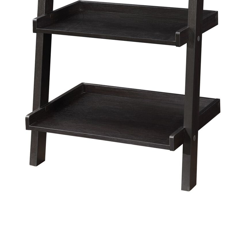 Sleek Wooden Ladder Bookcase with 5 Shelves, Brown-Benzara