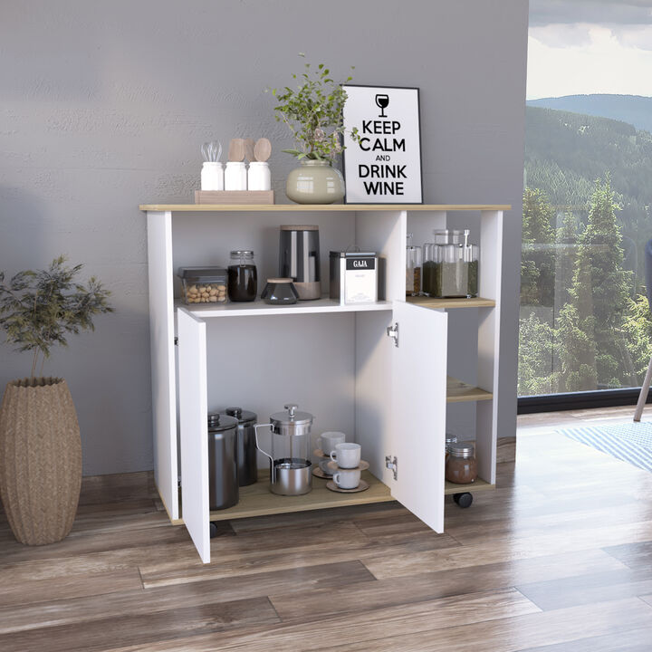 Streamdale Benton 4-Shelf Kitchen Island Light Oak And White
