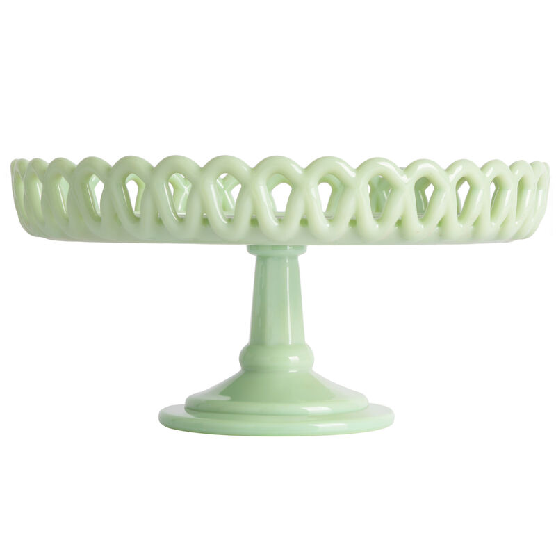 Martha Stewart Highbrook Jadeite Glass Loop Cake Stand in Mint