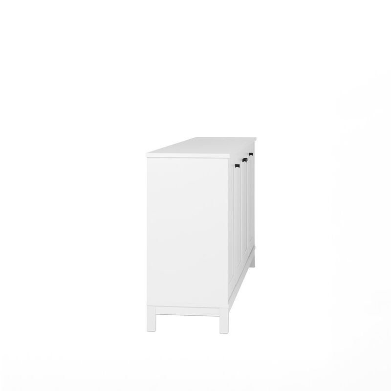 Prepac Yaletown 4 Panel Door Console Table White Engineered Wood Storage Cabinet